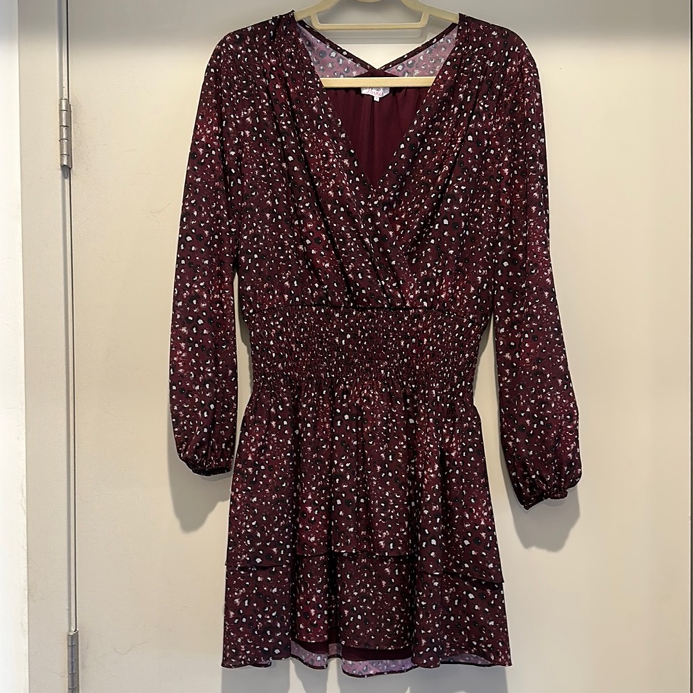 Parker size M. Maroon dress with soft flower print.